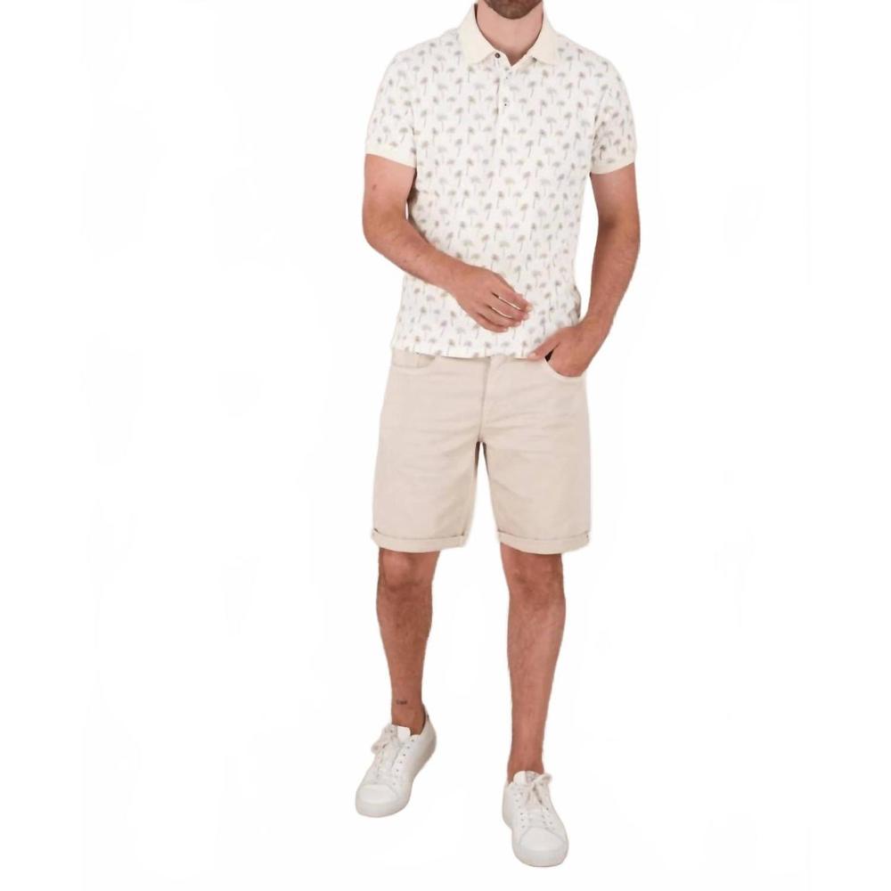 NEW A FISH NAMED FRED palm trees short sleeve polo in off white